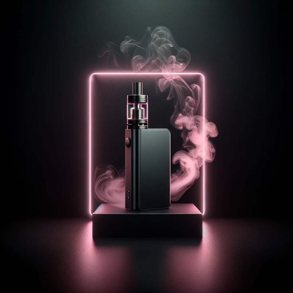 Vape guide thumbnail in dark theme with neon pink accents
