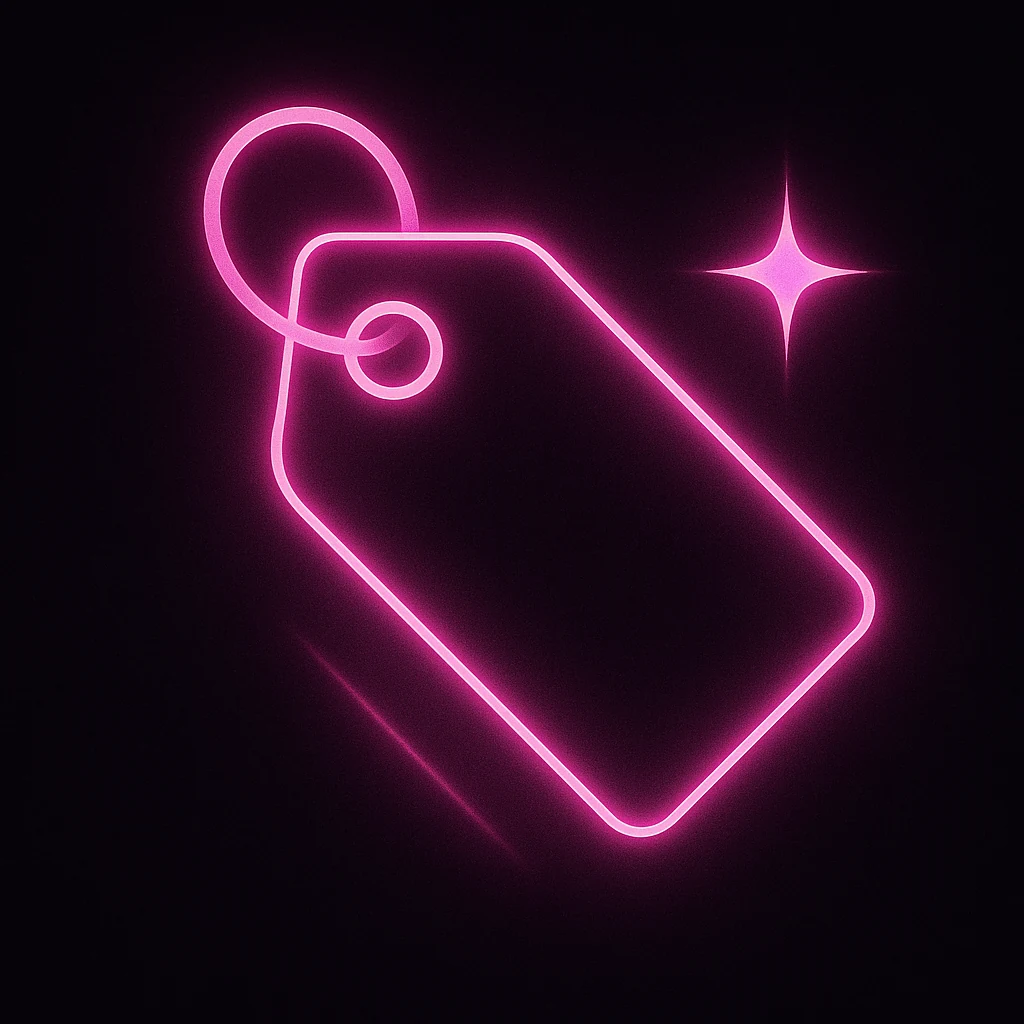 Dark theme sale highlight image with neon pink accents